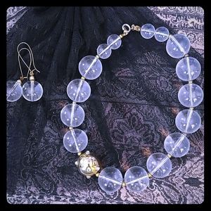 Vintage Clear Bobble Necklace and Earring Set